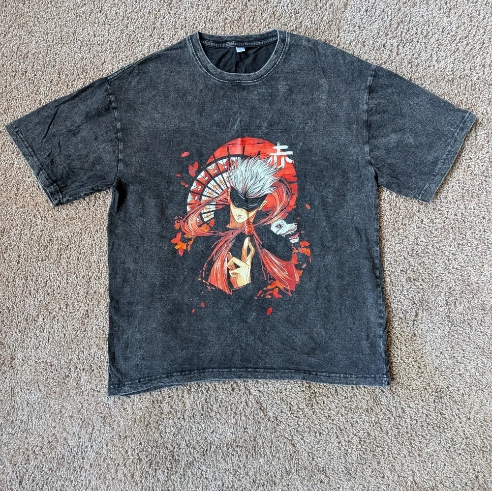 Jujutsu Kaisen Satoru Gojo Graphic Acid Washed T-shirt Large - Picture 1 of 9